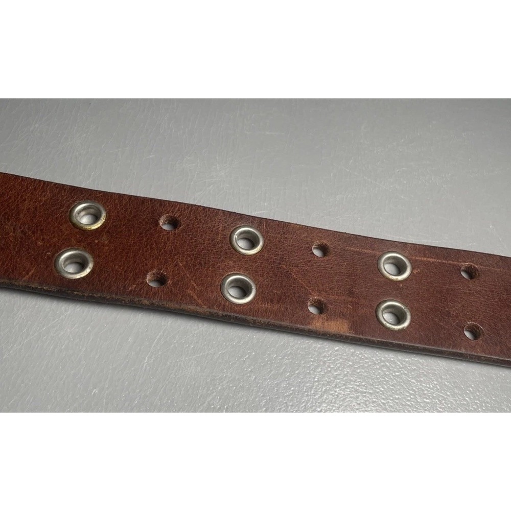 Aeropostale Studded Brown Leather Double Prong 9916 Belt Size L - Picture 5 of 13
